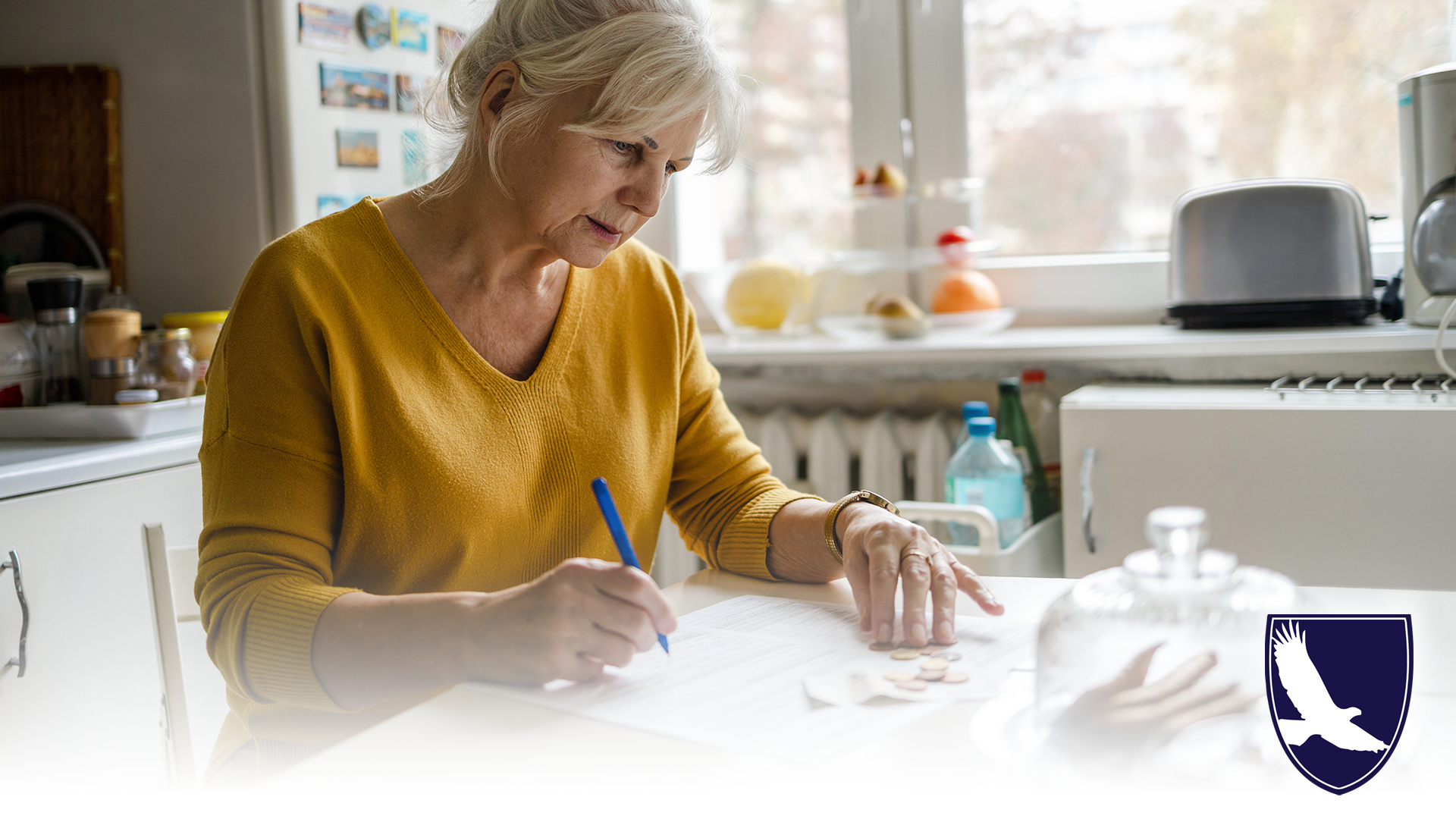 Retirement Age Woman Figuring out finances